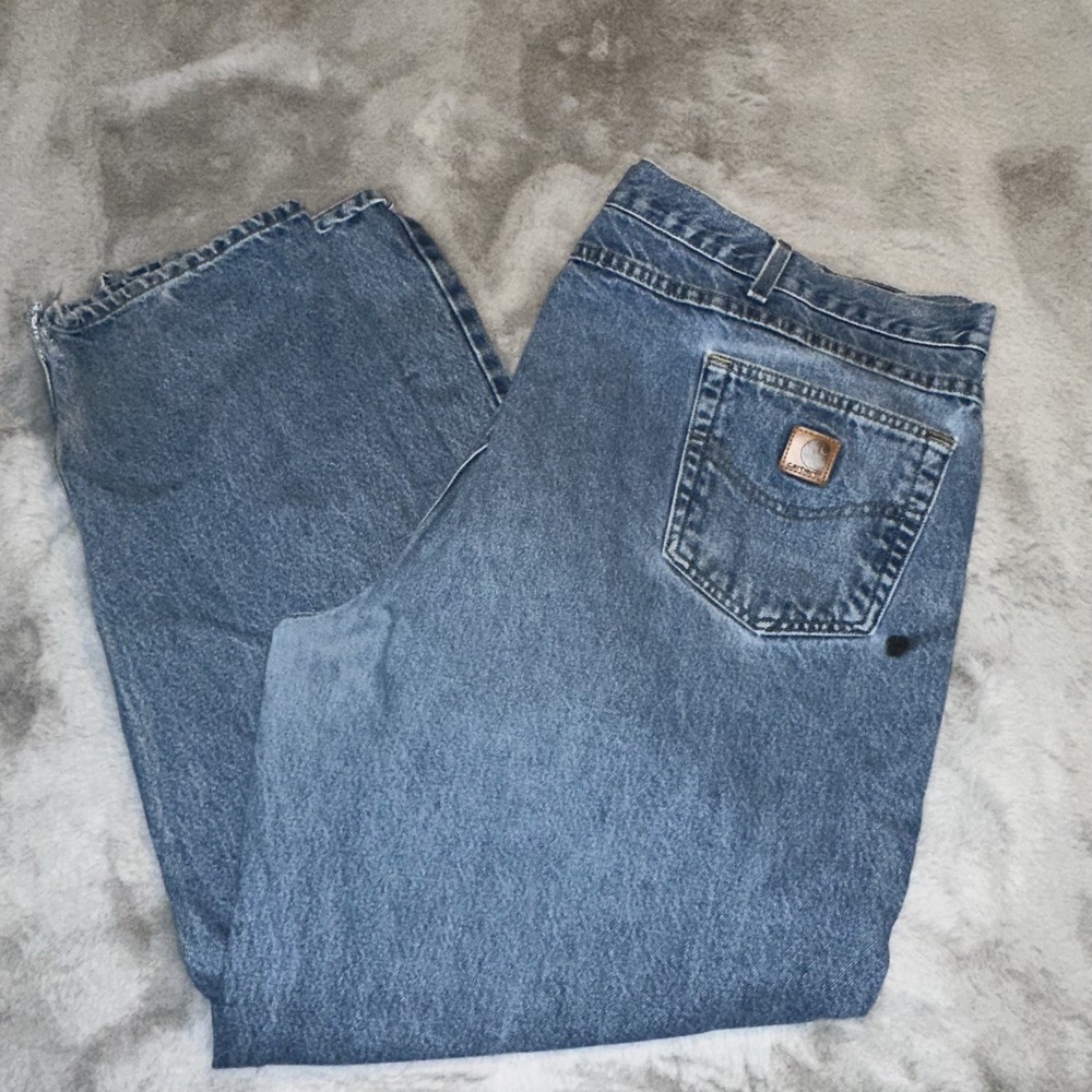 Carhartt B17 DST Men's 46x32 Relaxed Fit Straight Leg Denim Jeans Ripped "Pics"